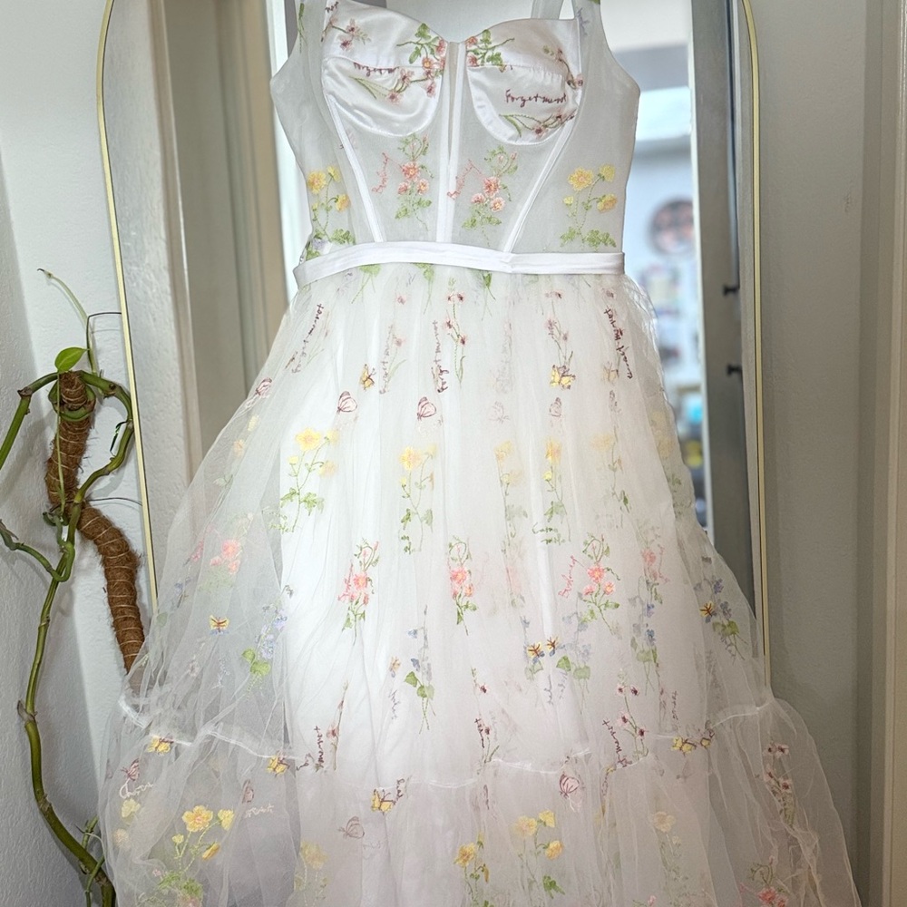 Floral Embroidered White Dress